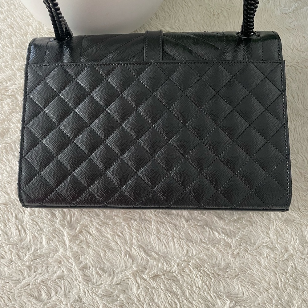 Saint Laurent Black Quilted Satchel with Chevron Design - Picture 5 of 11